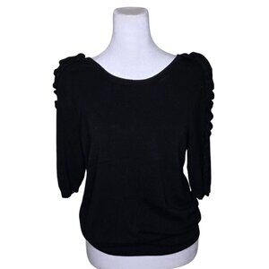 Pop Sugar Ruffled Sleeve Sweater Womens Size L Black